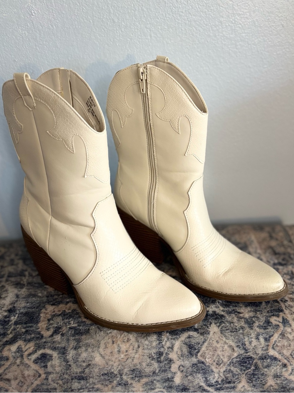 MIA Cream Western-Inspired Women’s Ankle Boots